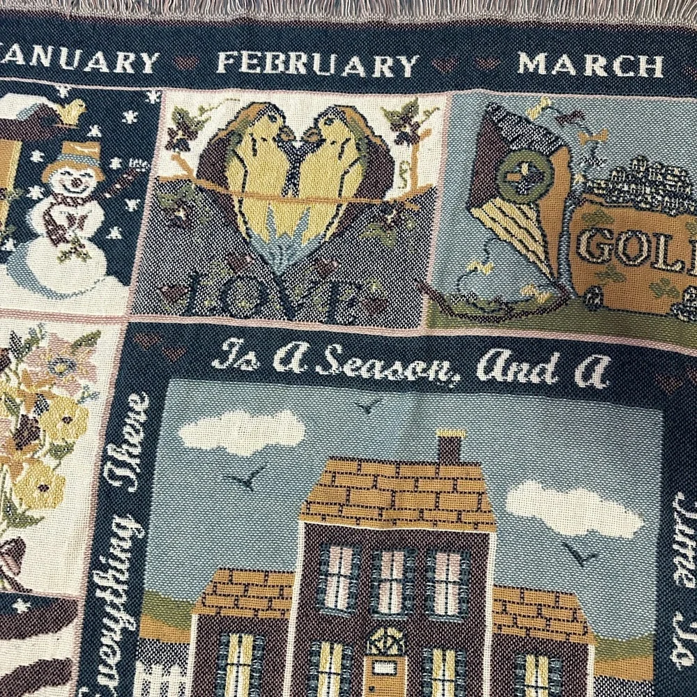 Seasonal Vintage Home Interior l Holiday Tapestry Blanket